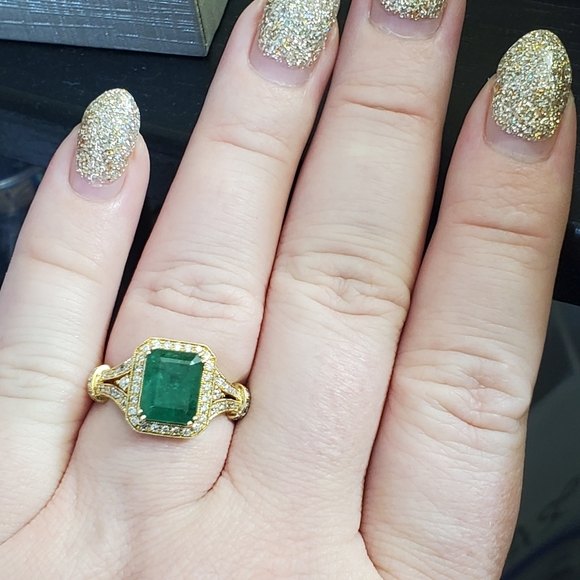 Effy 14k Emerald & diamond ring size 7 1/4 - Picture 4 of 10